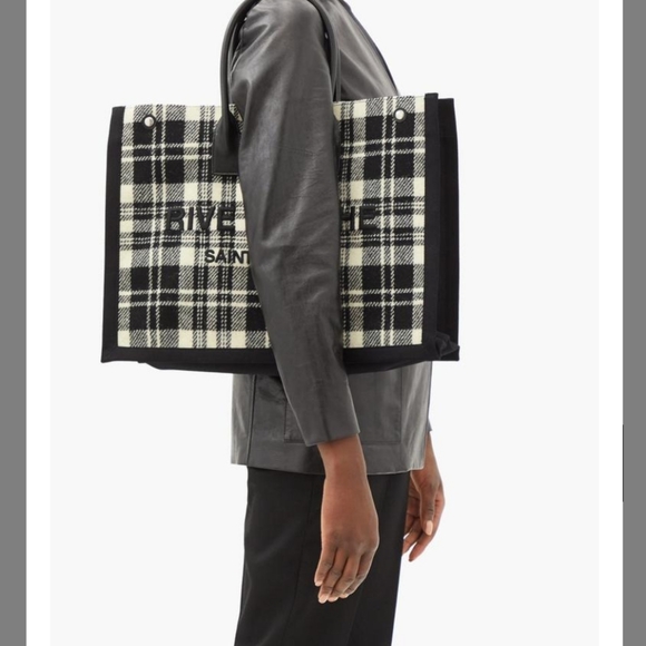 YSL bag Saint Laurent YSL Rive Gauche Checked TOTE - Picture 3 of 12